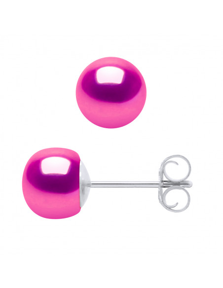 Boucles d'Oreilles Perles de Culture 6-7 mm - 6 Coloris Disponibles - Argent 925 - MARINE