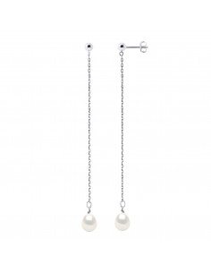 Boucles d'Oreilles Pendantes Perles de Culture - 4...
