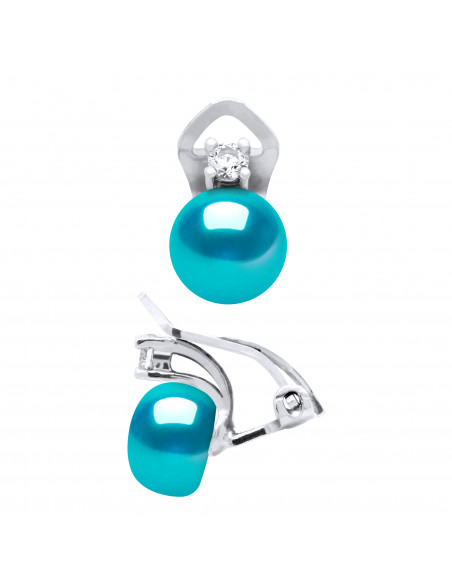 Boucles d'Oreilles CLIP Perles de Culture en Argent 925 et Oxydes de Zyrconium