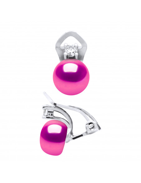 Boucles d'Oreilles CLIP Perles de Culture en Argent 925 et Oxydes de Zyrconium
