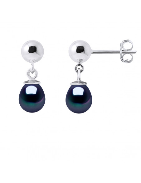 Boucles d'Oreilles Pendantes Perles Poires 6-7 mm - 5 Coloris Disponibles - Argent 925