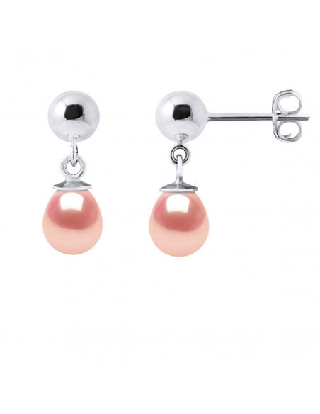 Boucles d'Oreilles Pendantes Perles Poires 6-7 mm - 5 Coloris Disponibles - Argent 925