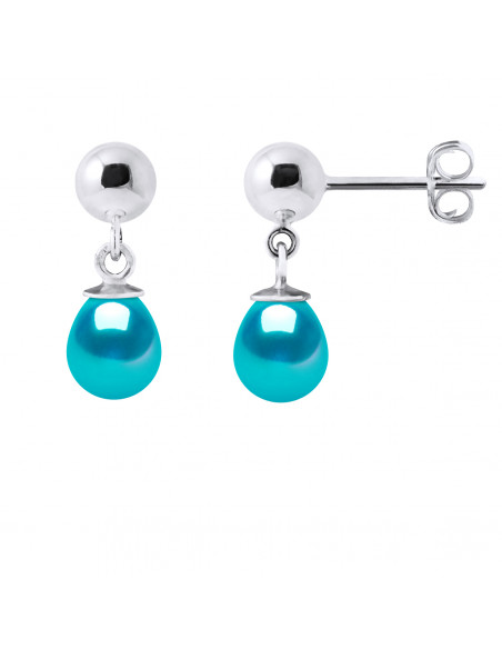 Boucles d'Oreilles Pendantes Perles Poires 6-7 mm - 5 Coloris Disponibles - Argent 925