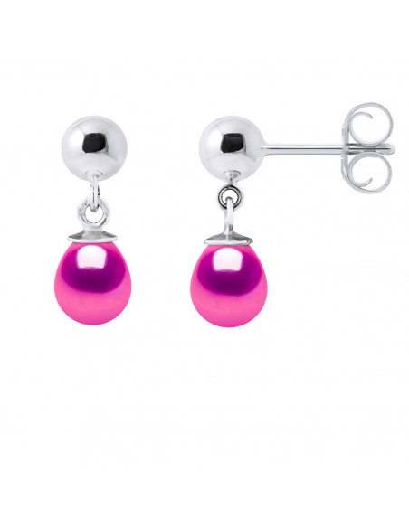 Boucles d'Oreilles Pendantes Perles Poires 6-7 mm - 5 Coloris Disponibles - Argent 925
