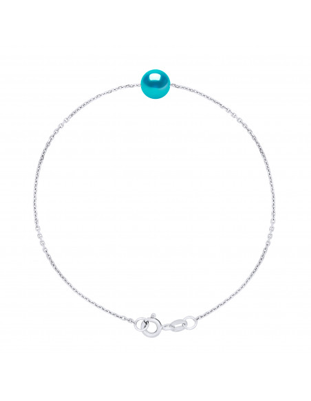 Bracelet Chaîne Perle de Culture Ronde 6 mm en Argent 925 - 6 Coloris