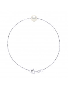 Bracelet Chaîne Perle de Culture Ronde 6 mm en Argent 925...