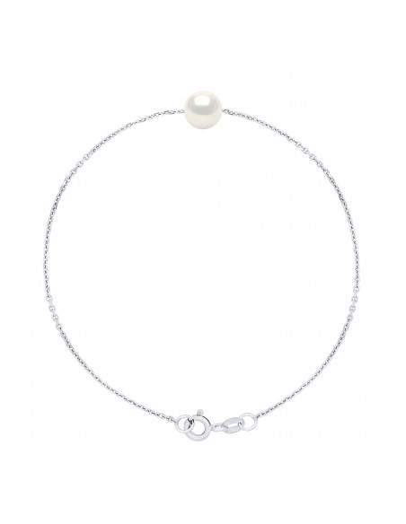 Bracelet Chaîne Perle de Culture Ronde 6 mm en Argent 925 - 6 Coloris