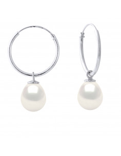 Créoles en Argent 925 et Perles de Culture Poires 9 mm -...