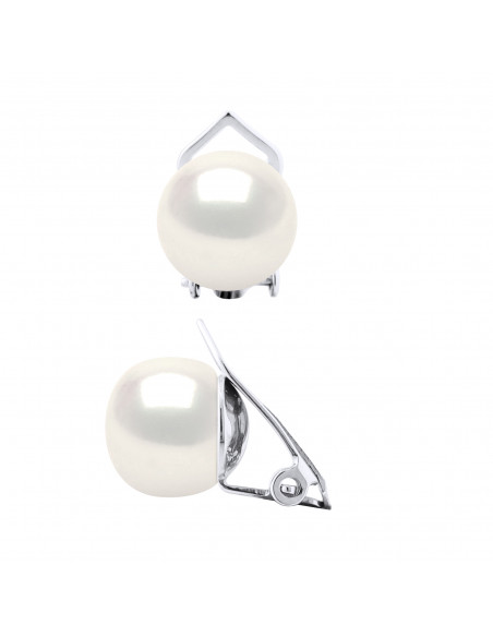 Boucles d'Oreilles CLIP en Argent 925 et  Perles de Culture 9 mm - 5 Coloris Disponibles