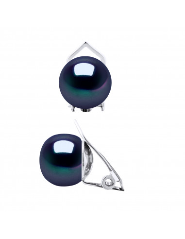 Boucles d'Oreilles CLIP en Argent 925 et  Perles de Culture 9 mm - 5 Coloris Disponibles