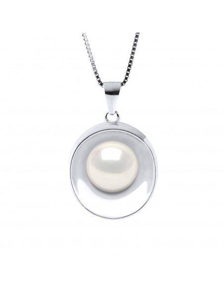 Collier avec Pendentif Perle de Culture 9 mm - 2 Coloris - Argent 925