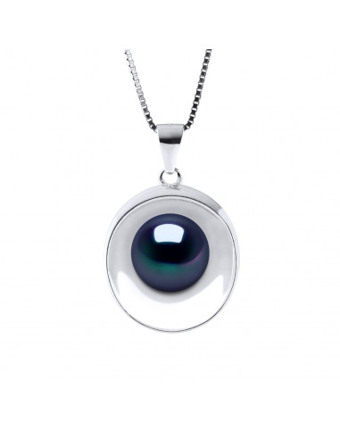 Collier avec Pendentif Perle de Culture 9 mm - 2 Coloris - Argent 925