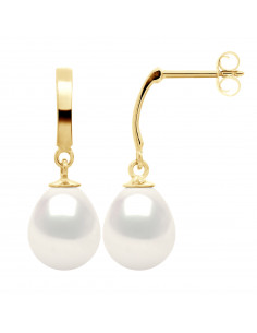 Boucles d'Oreilles Demies Créoles en Or et Perles de...