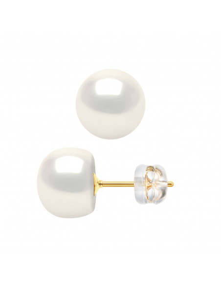 Boucles d'Oreilles en Or et  Perles de Culture Boutons 8 mm - 2 Coloris