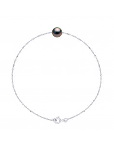 Bracelet Chaîne en Argent et Perle de Tahiti Ronde 7 mm