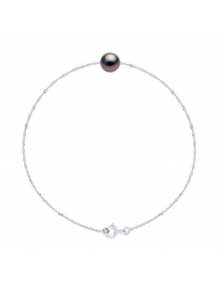 Bracelet Chaîne en Argent et Perle de Tahiti Ronde 7 mm