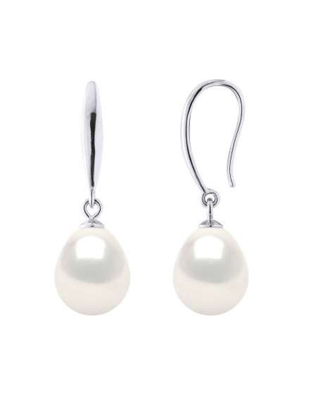Boucles d'Oreilles Pendantes Perles Poires - 2 Coloris - Argent 925