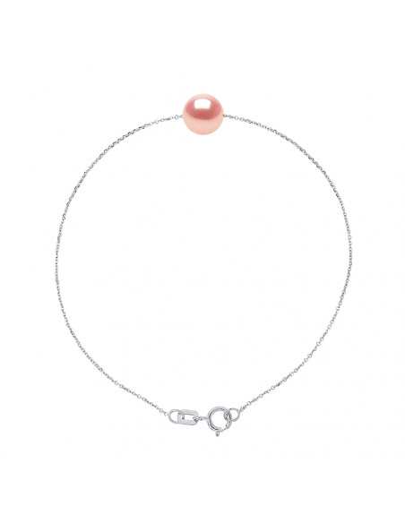 Bracelet Chaîne Perle de Culture Ronde 6 mm en Argent 925 - 6 Coloris