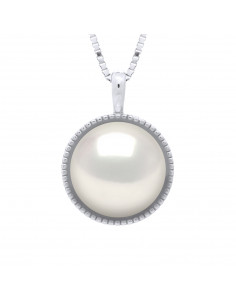Collier Perle de Culture Bouton 9 mm en Argent 925 - NATALY