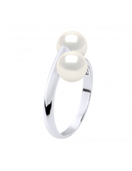 Bague Toi et Moi Perles de Culture en Argent 925