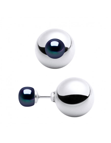 Boucles d'Oreilles RECTO VERSO 12 mm Perles de Culture - 4 Coloris - Argent 925