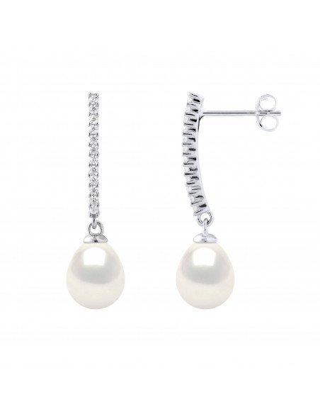 Boucles d'Oreilles Perles de Culture en Argent 925 et Oxydes de Zirconium