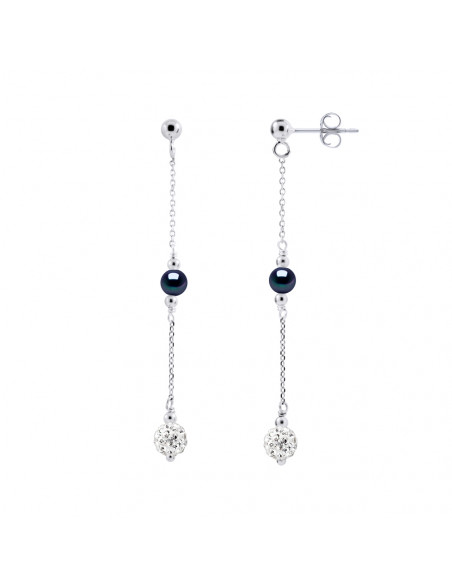 Boucles d'Oreilles Pendantes Perles de Culture - 3 Coloris Disponibles - Argent 925 et Cristal