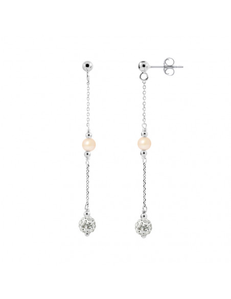 Boucles d'Oreilles Pendantes Perles de Culture - 3 Coloris Disponibles - Argent 925 et Cristal