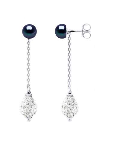 Boucles d'Oreilles Perles de Culture en Argent 925 et Cristal Préciosa - 2 Coloris