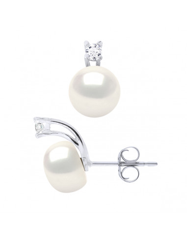 Boucles d'Oreilles Perles de Culture en Argent...