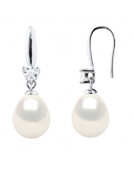 Boucles d'Oreilles Perles de Culture en Argent 925 et Oxydes de Zirconium - 2 Coloris