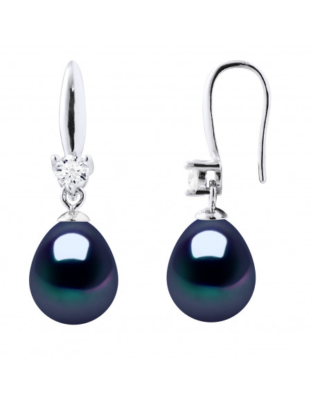 Boucles d'Oreilles Perles de Culture en Argent 925 et Oxydes de Zirconium - 2 Coloris