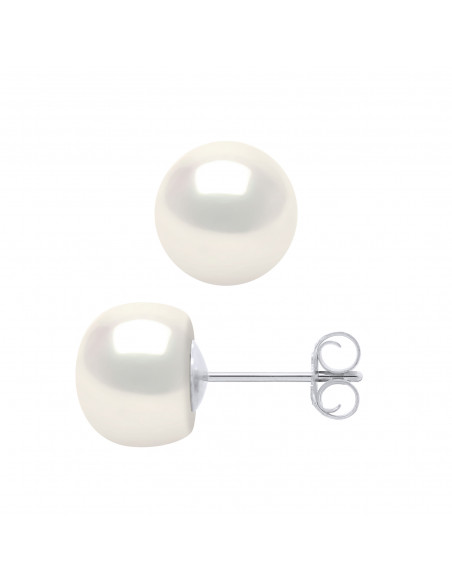 Boucles d'Oreilles Perles de Culture 8-9 mm - 5 Coloris Disponibles - Argent 925