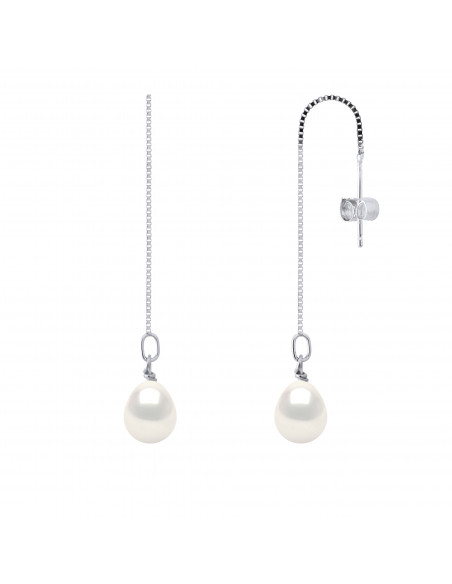 Boucles d'Oreilles Pendantes Perles de Culture - 2 Coloris - Argent 925