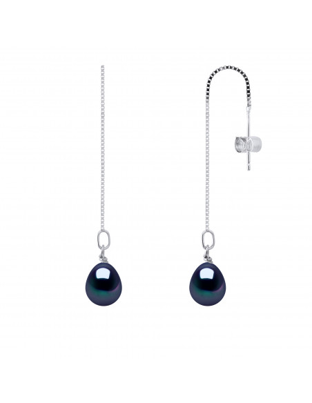 Boucles d'Oreilles Pendantes Perles de Culture - 2 Coloris - Argent 925