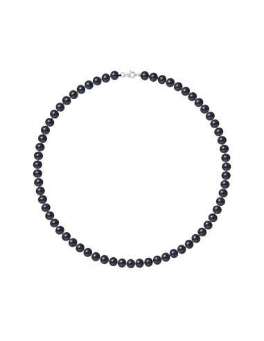 Collier Rang de Perles Semi Rondes 6 mm - 2 Coloris - Argent 925