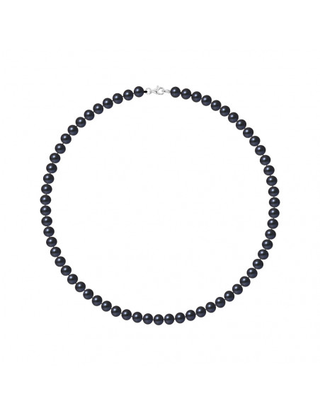 Collier Rang de Perles Semi Rondes 6 mm - 2 Coloris - Argent 925
