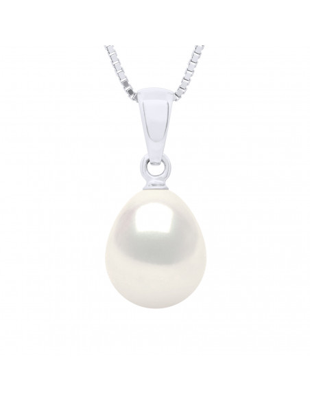 Pendentif en Or Jaune ou Or Blanc et Perle de Culture Poire 8-9 mm - 2 Coloris