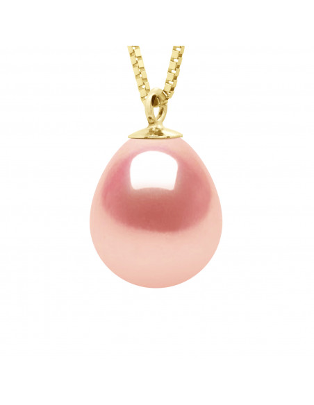 Collier en Or Jaune ou Or Blanc et Perle de Culture Poire 9-10 mm - 5 Coloris