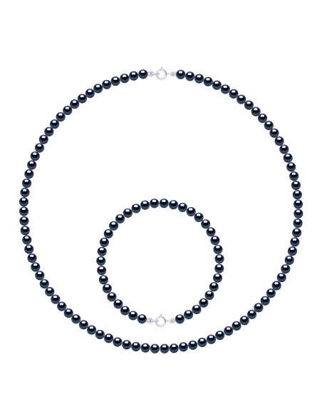 Parures Rang de Perles Collier et Bracelet Perles de Culture 4 mm - Fermoir Or - 8 Coloris