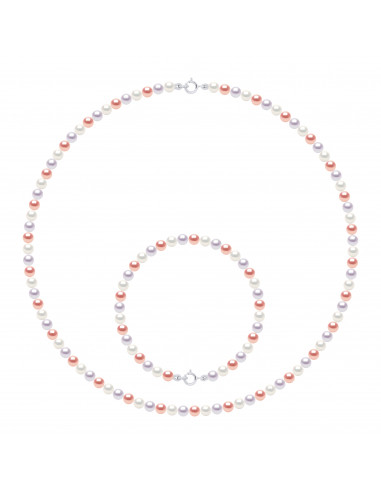 Parures Rang de Perles Collier et Bracelet Perles de Culture 4 mm - Fermoir Or - 8 Coloris