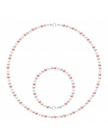 Parures Rang de Perles Collier et Bracelet Perles de Culture 4 mm - Fermoir Or - 8 Coloris