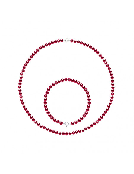 Parures Rang de Perles Collier et Bracelet Perles de Culture 4 mm - Fermoir Or - 8 Coloris