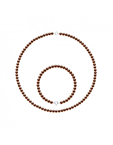 Parures Rang de Perles Collier et Bracelet Perles de Culture 4 mm - Fermoir Or - 8 Coloris