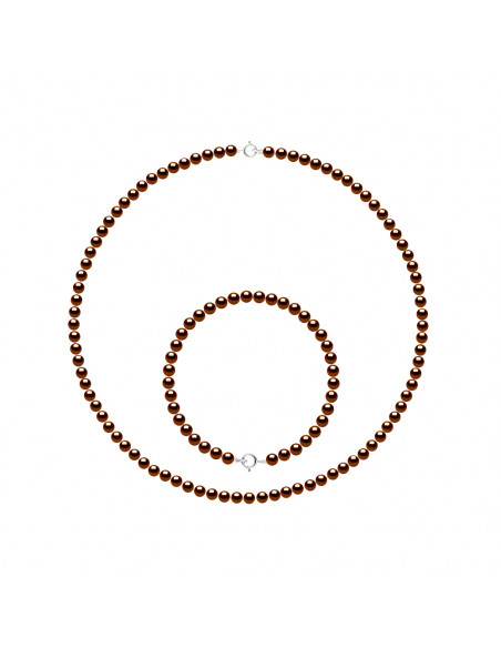 Parures Rang de Perles Collier et Bracelet Perles de Culture 4 mm - Fermoir Or - 8 Coloris