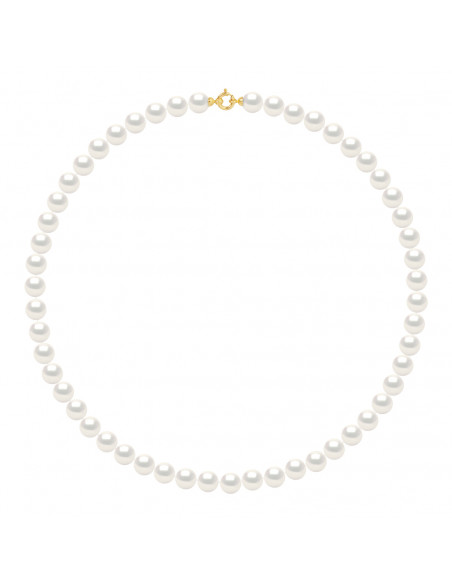Collier Rang de Perles Rondes 9 mm - Longueur 50 cm - 2 Coloris - Fermoir Or
