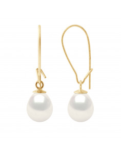 Boucles d'Oreilles Pendantes en Or et Perles de Culture 8...