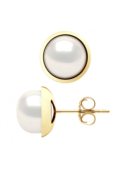 Boucles d'Oreilles en Or et Perles de Culture 10 mm - 2 Coloris