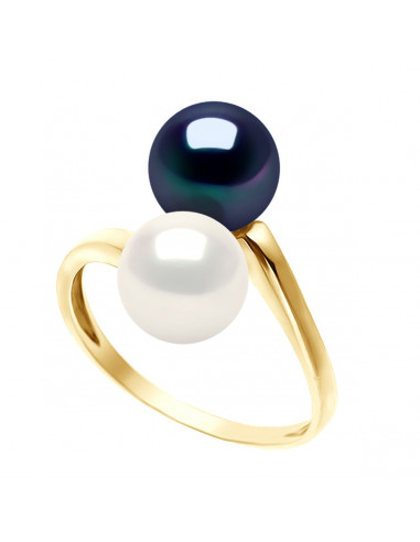 Bague Jonc Toi & Moi en Or et Perles de Culture 7 mm - VARURIA