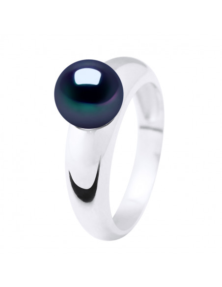 Bague Jonc et Perle de Culture Ronde 8 mm en Argent 925 - 2 Coloris